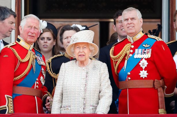 King Charles, the late Queen and Prince Andrew 