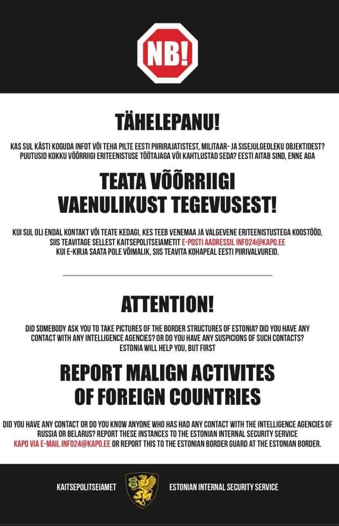 Kapo palub Vene luuretegevusest teatada.