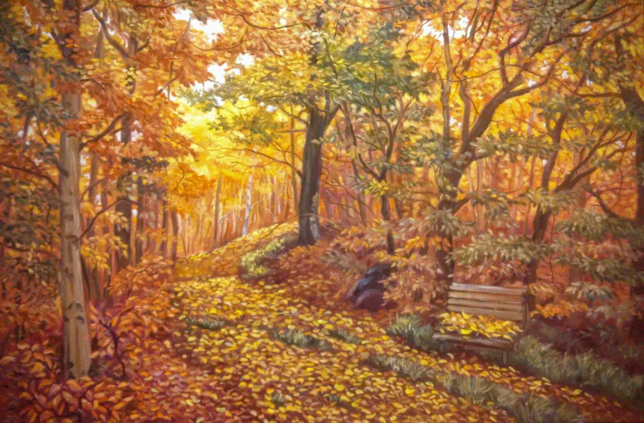 Autumn Park. My oil painting on canvas. 2023