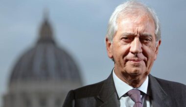 Libero Milone, the Vatican’s ex-auditor general, stands before the dome of St. Peter’s Basilica in Rome.