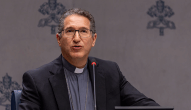 Bishop Luis Manuel Alí Herrera, the secretary of the Pontifical Commission for the Protection of Minors, addresses media during a press conference releasing the commission’s second annual report on Thursday, Oct. 16, 2025, in Rome.