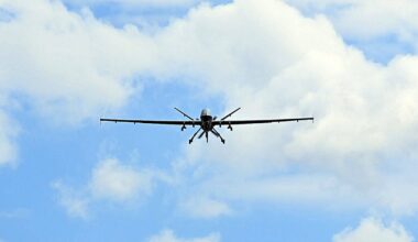 An MQ-9 Reaper approaches the runway at Ellsworth Air Force Base on April 29, 2024. The 89th Attack Squadron, a tenant unit at Ellsworth, coordinated with Holloman Air Force Base in New Mexico to fly an operational MQ-9 to Ellsworth.
