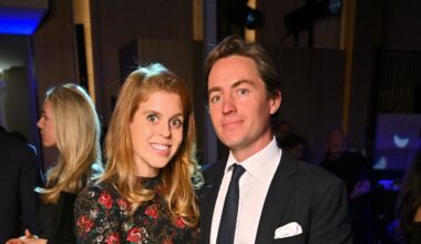 Date night! Princess Beatrice is elegant in one of her and Kate Middleton's favourite designers as she joins husband Edoardo Mapelli Mozzi at a charity gala