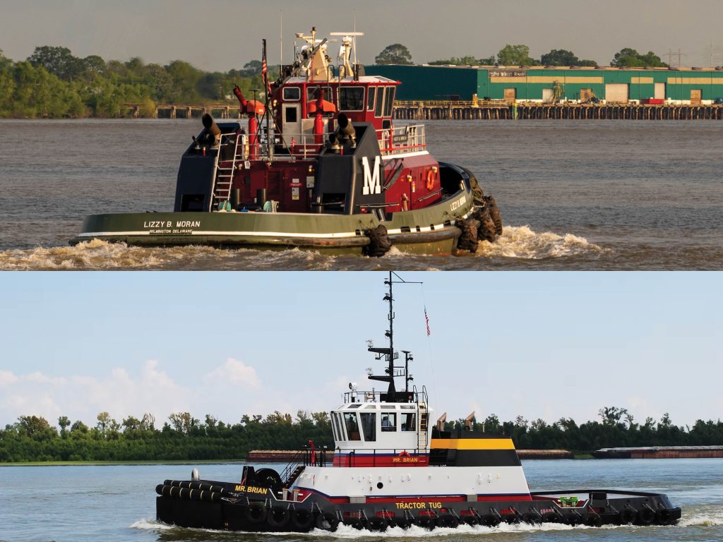 Moran Towing’s mv. Lizzy B. Moran and Bisso Towboat’s mv. Mr. Brian operate on the Lower Mississippi River. (Photo courtesy of Moran Towing Corporation)