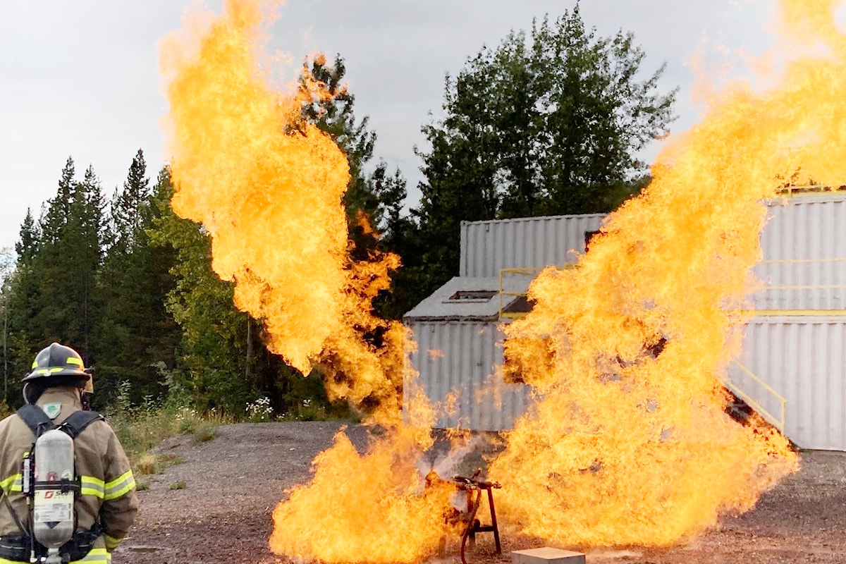Firefighters along northwest B.C. rail line practice flammable spill response