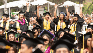 Grads from the Huntley College of Agriculture celebrate during the 2025 commencement ceremonies.