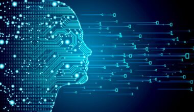 An AI face in profile against a digital background.