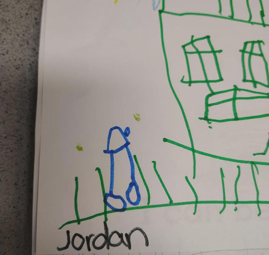 Dessin d'un méricain de 5 ans, apparemment spécialiste de la politique rançaise .