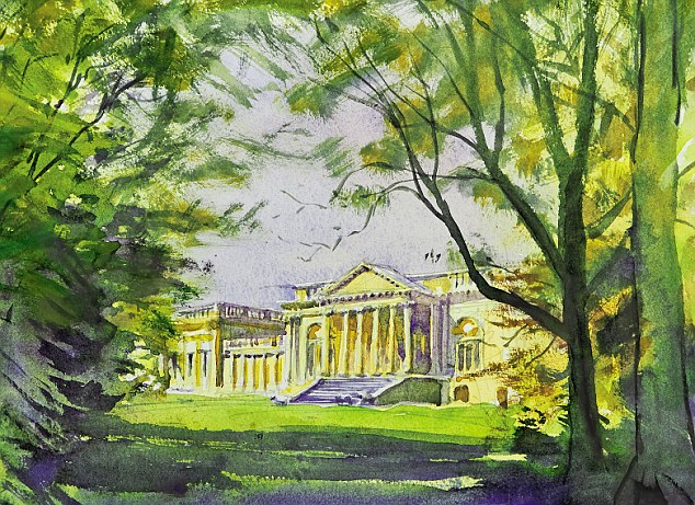 Stowe, south front of the house from the church. It was Brown’s 1741 appointment as head gardener at Stowe that made his career. Right: Stowe as it is today