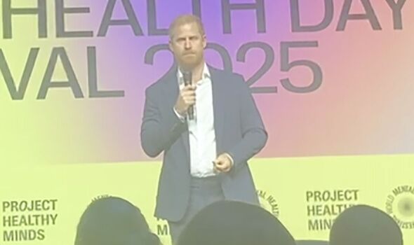 Prince Harry giving a mental health talk  Prince Harry giving a mental health talk