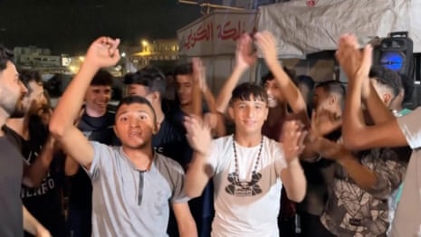'Historic moments': Palestinians and Israelis celebrate Gaza ceasefire deal announcement – video