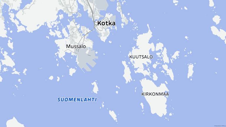 Map showing Kotka and nearby islands.