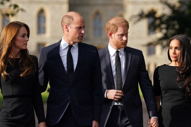 Prince William and Prince Harry with their wives Meghan and Kate
