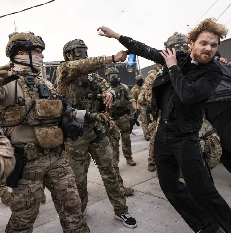 ICE agent pepper sprays pastor in face during protests