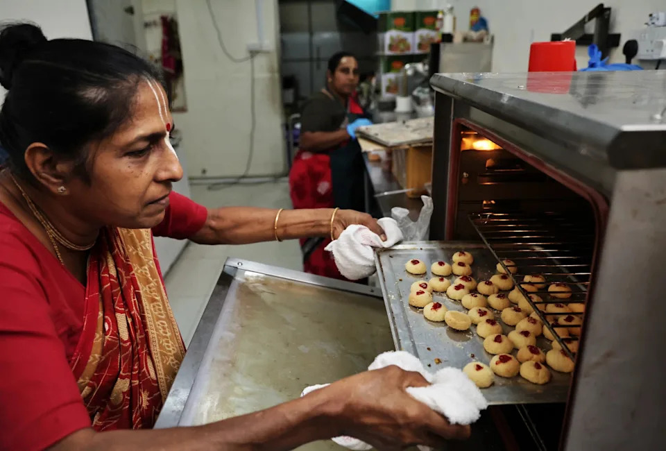 Cookies being baked for the Deepavali fiesta.