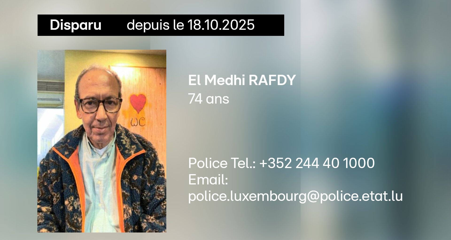 RTL Infos - Appel à témoins: Cet homme de 74 ans est porté disparu au Luxembourg