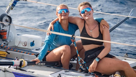 British duo approach Australia after rowing nearly 8,300 nautical miles from Peru – video