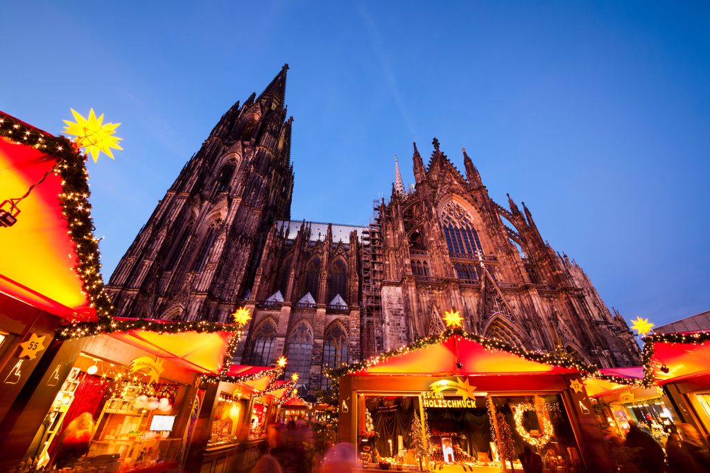 Christmas market at the Cologne Cathedral - Cologne, Germany.