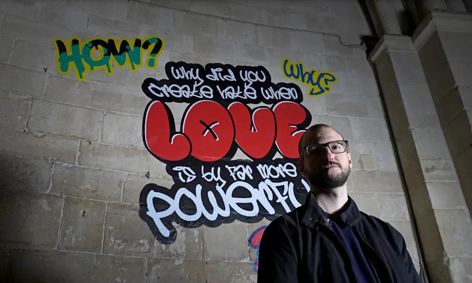 Alex Vellis at the Hear Us installation