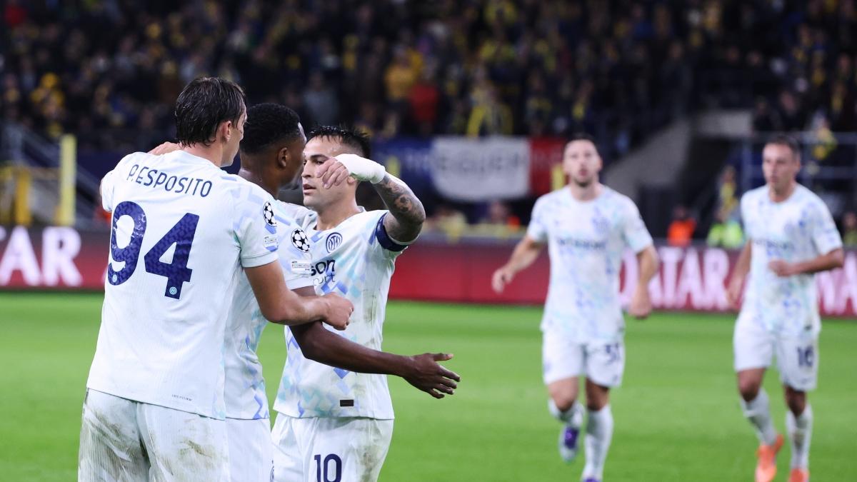 Union SG-Inter di Champions League risultato: 0-4, gol di Pio Esposito dopo Dumfries, Lautaro e Calhanoglu