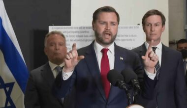 J.D. Vance speaks to press.