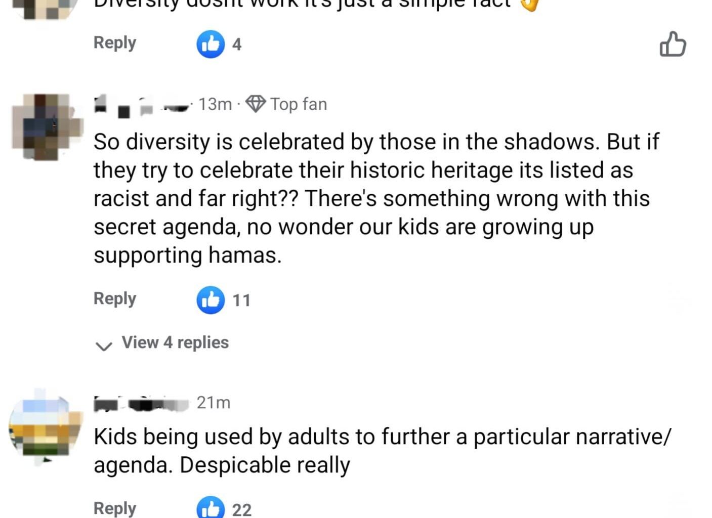 The comments on a post regarding 'children creating a comic about diversity', Jesus wept