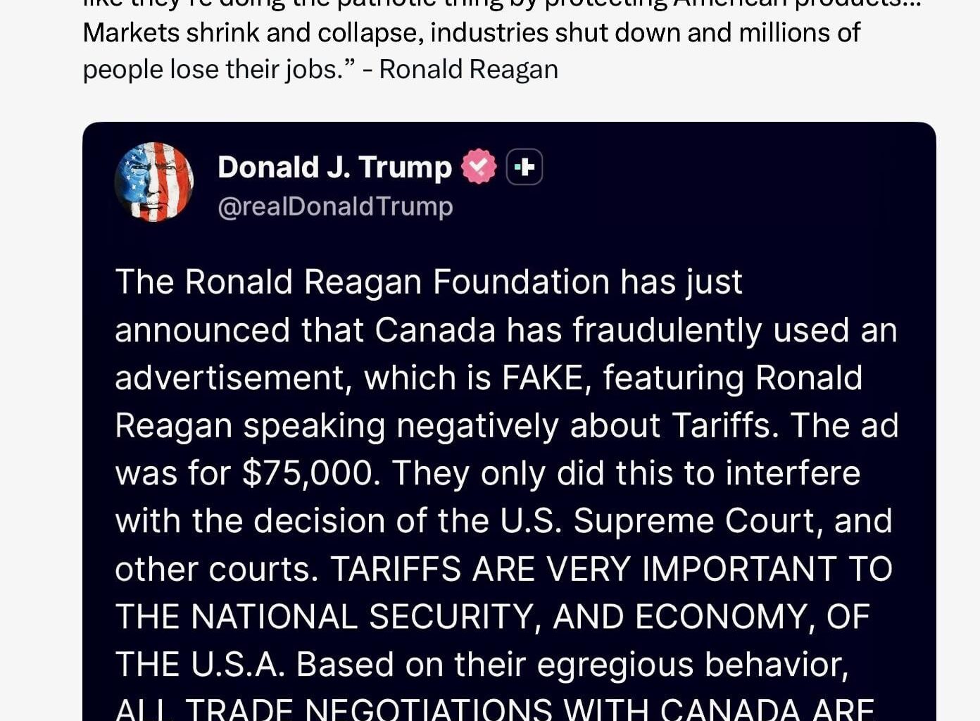 If Joffrey Baratheon survived long enough to become an orange American president, he’d be whining about tariffs on maple syrup right now.‬