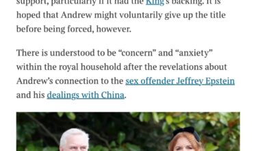 King Charles considers removing Prince Andrew’s Duke of York title, according to a ‘royal source’ for The Times