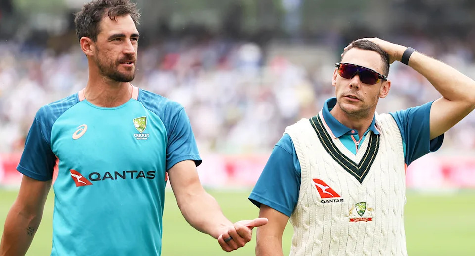 Mitchell Starc and Scott Boland, pictured here during the 2023 Ashes series in England.