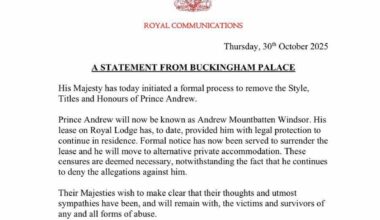 Re: Andrew: Statement from Buckingham Palace