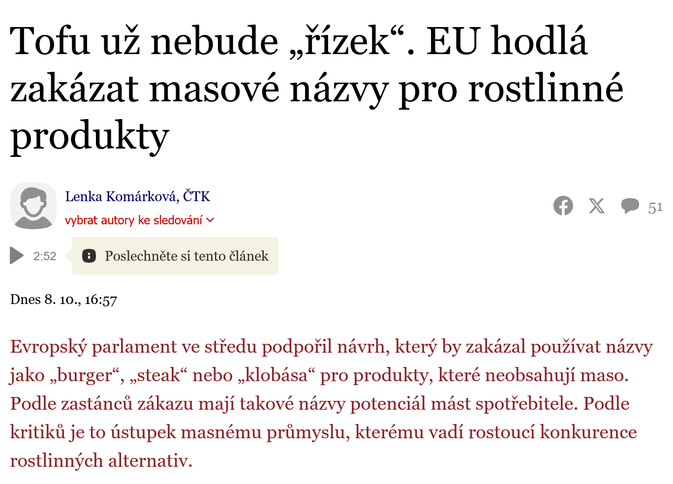 RIP houbový řízky, květákový mozeček a cuketové karbanátky...