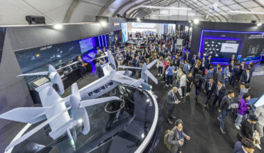 Visitors look around the 2023 Seoul International Aerospace and Defense Exhibition (ADEX) at Seoul Air Base in Seongnam, Gyeonggi, on Oct. 18, 2023. [JOONGANG ILBO]