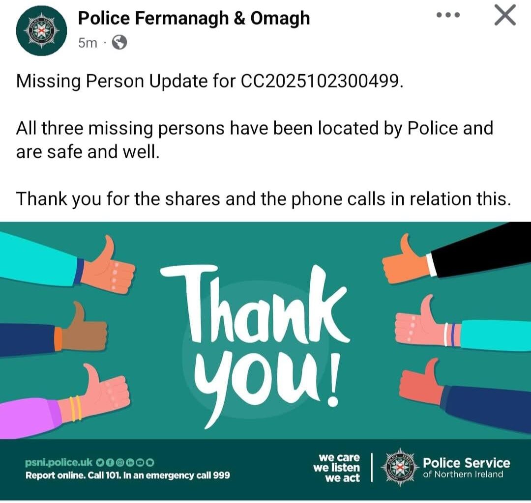 Police Fermanagh & Omagh Update - Found