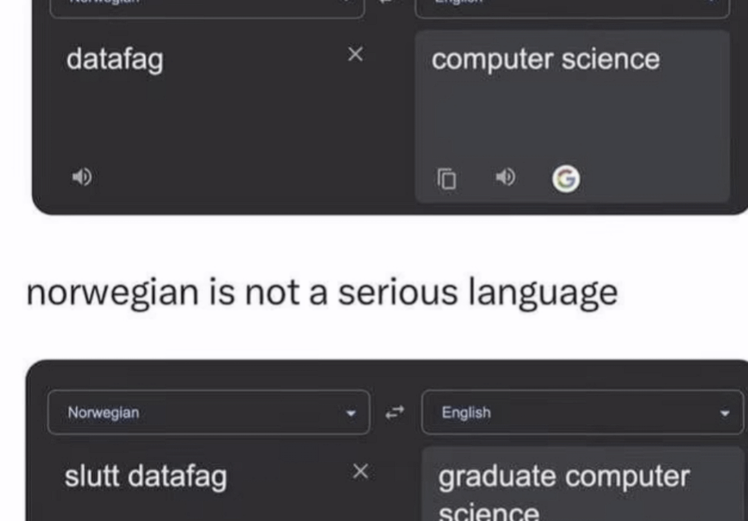 In Norway i'm a slutt datafag 😩