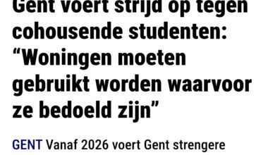 Alternatieve titel: gent voert strijd met goedkope woonalternatieven voor arme studenten zodat nieuwbouwkoten kunnen gevuld worden voor 600 euro per maand.
