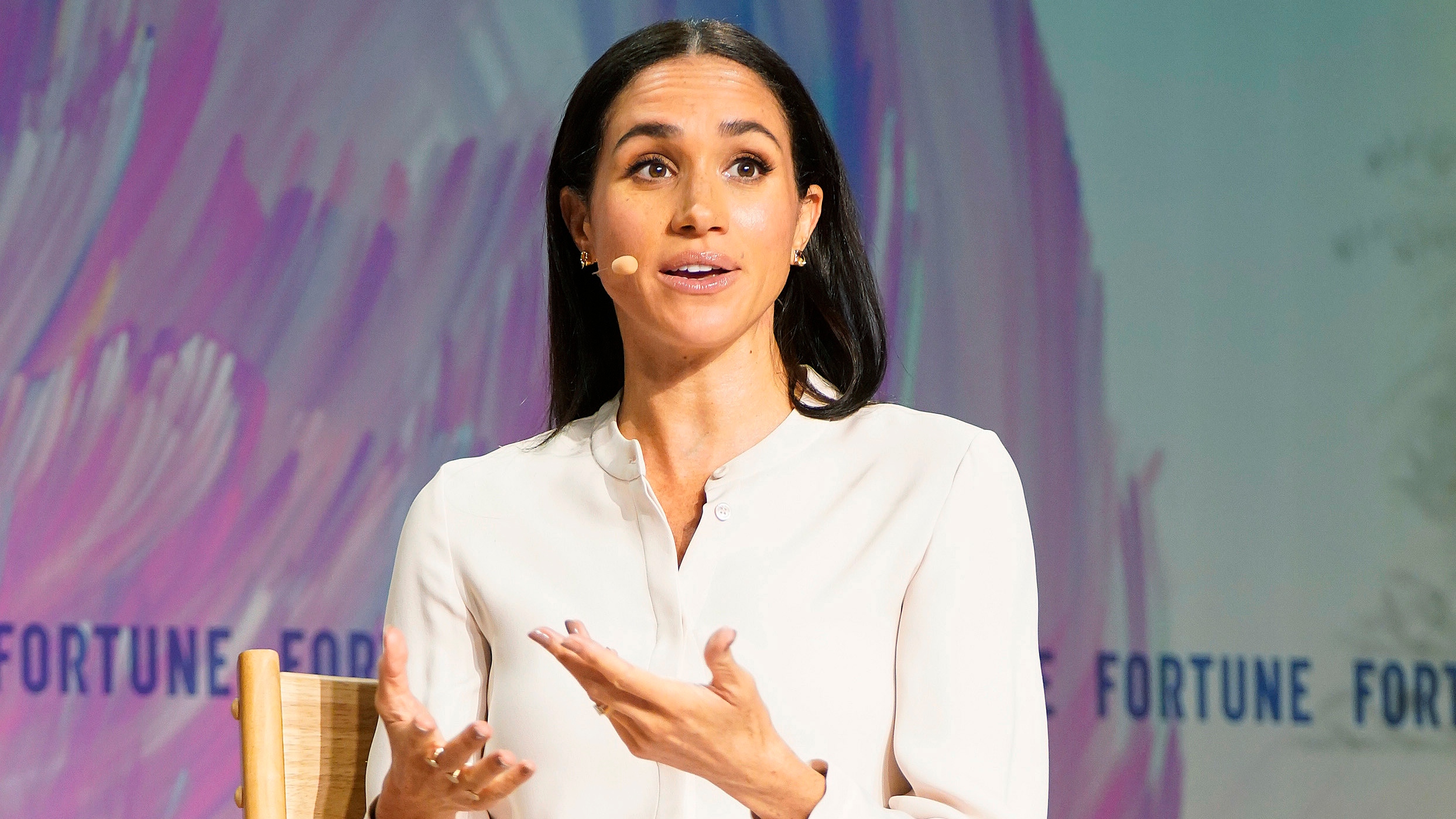 Meghan Markle speaks onstage during Fortune Most Powerful Women Summit 2025 at Salamander Hotel on October 14, 2025 in Washington, DC