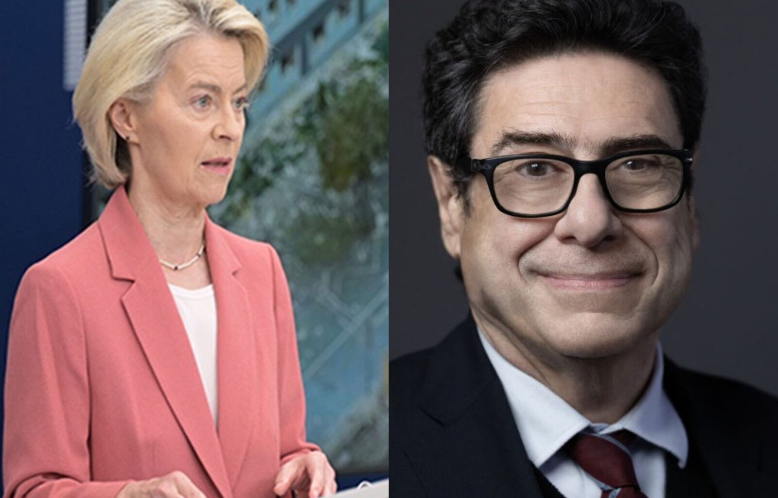 European Commission President Ursula von der Leyen (left) congratulates economist Philippe Aghion (right) on receiving the Nobel Prize in Economics, calling it “a proud moment for Europe.” (Image: X/@vonderleyen)