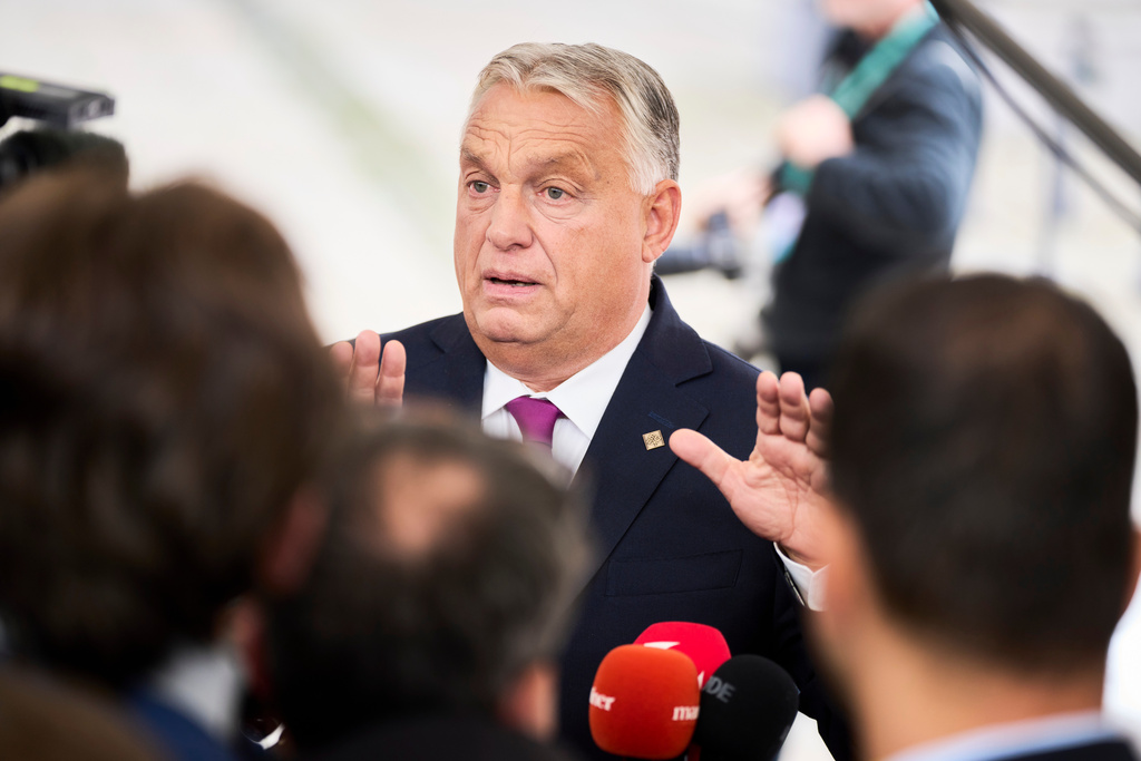 Hungary's Prime Minister Viktor Orban arrives at an informal summit in the Danish parliament at Christiansborg Castle in Copenhagen, Wednesday, Oct. 1, 2025. (Thomas Traasdahl/Ritzau Scanpix via AP)