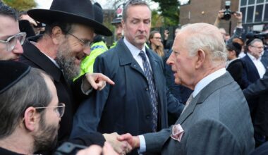 King Charles visits site of deadly Yom Kippur synagogue terror attack in Manchester - The Times of Israel
