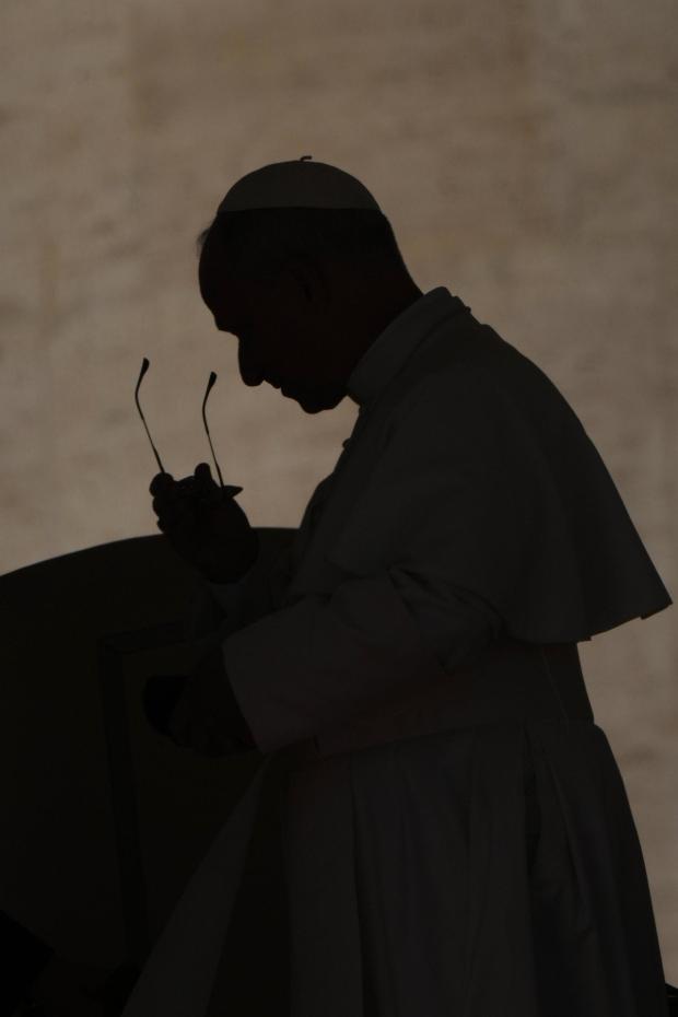 Pope Leo XIV holds his weekly general audience in St. Peter's Square, at the Vatican, Wednesday, Oct. 8, 2025. (AP Photo/Andrew Medichini)