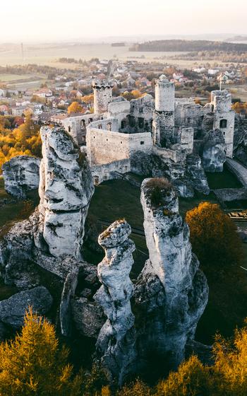 Medieval castle ruins located in Ogrodzieniec, Poland
