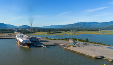 an lng carrier is loaded at the lng canada docks in kitimat, british columbia 1200x810