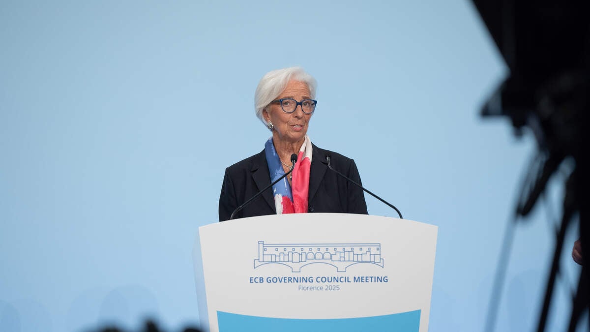 Christine Lagarde, president of the European Central Bank, is seen during a press conference, following a meeting of the ECB’s policy-setting Governing Council, in Florence, Italy, 30 October 2025