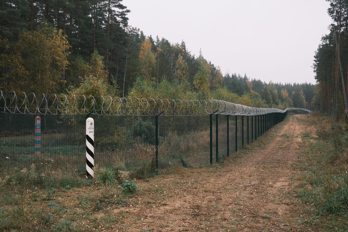 The Estonia–Russia border near Perdaku village, Setomaa. The new fence marks one of Europe’s most closely monitored borders (Monique Taylor)