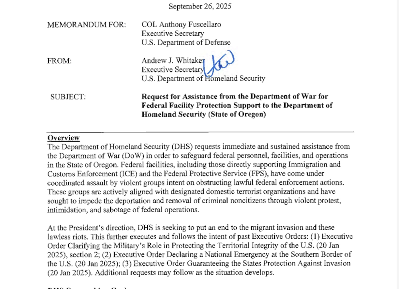 Homeland Security memo
