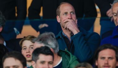 PARIS, FRANCE - APRIL 09: Prince George of Wales and Prince William, Prince of Wales are seen during the UEFA Champions League 2024/25 Quarter Final First Leg match between Paris Saint-Germain and Aston Villa FC at Parc des Princes on April 09, 2025 in Paris, France. (Photo by Pierre Suu/Getty Images)