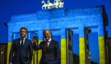 An advertisement featuring Igor Shevchenko in Kyiv, Ukraine, on Oct. 8, 2025.