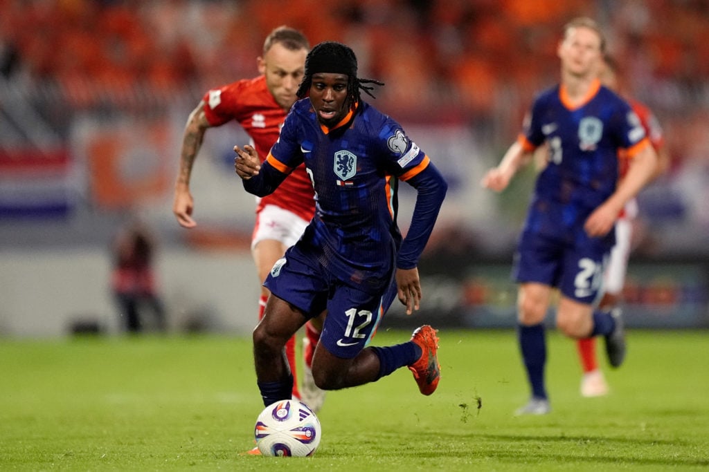 Jeremie Frimpong runs with the ball during the Netherlands' FIFA World Cup qualifying match against Malta.