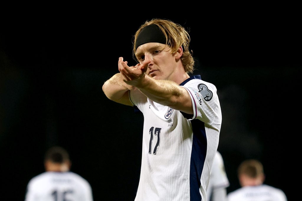Newcastle's Anthony Gordon celebrates goal during Latvia v England in FIFA World Cup 2026 Qualifier