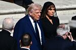 President  Trump and First Lady Melania Trump arrive ahead of the late Pope Francis' funeral ceremony 